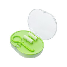Two-level box for caps, aligners, retainers + 2 pads + 1 hook, Light green